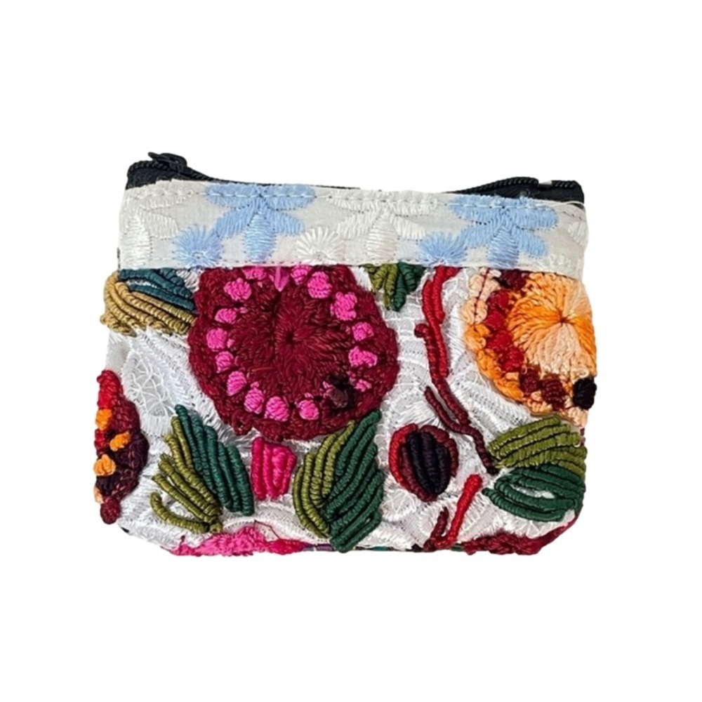 MEXICAN Crocheted Embroidery Hand Made Change Purse